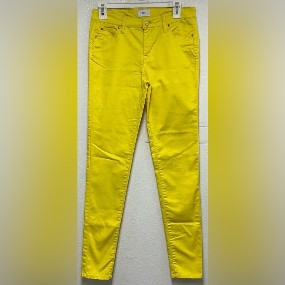 Celebrity Pink Vibrant Yellow Straight Leg Pants